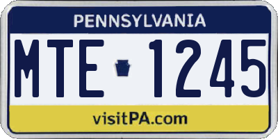 PA license plate MTE1245