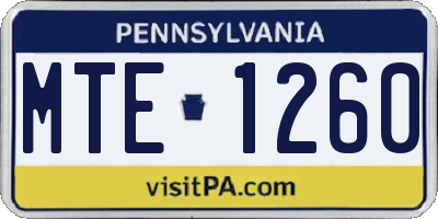 PA license plate MTE1260