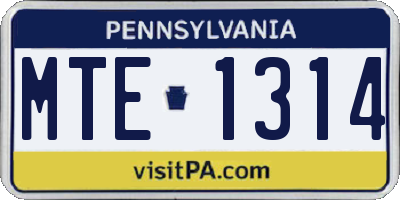 PA license plate MTE1314