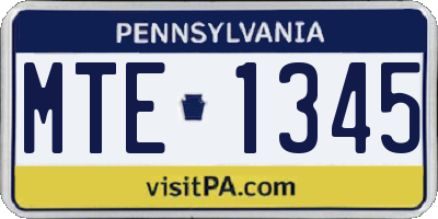 PA license plate MTE1345