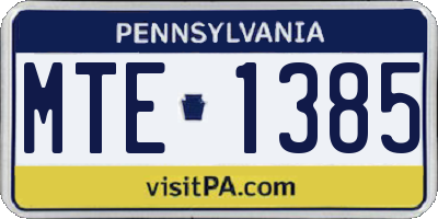 PA license plate MTE1385