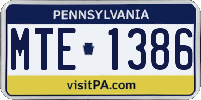 PA license plate MTE1386