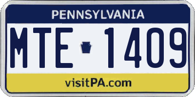 PA license plate MTE1409