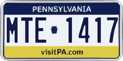 PA license plate MTE1417