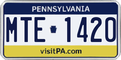 PA license plate MTE1420
