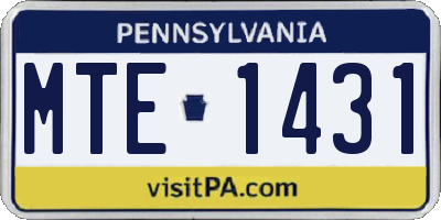 PA license plate MTE1431