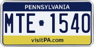 PA license plate MTE1540