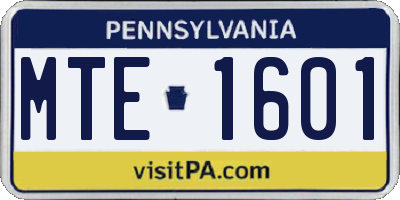 PA license plate MTE1601