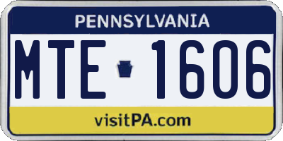 PA license plate MTE1606