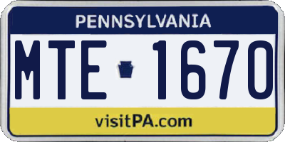 PA license plate MTE1670
