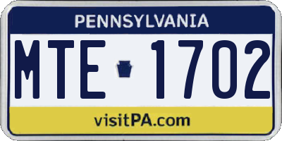 PA license plate MTE1702