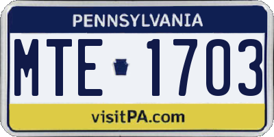 PA license plate MTE1703