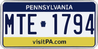 PA license plate MTE1794