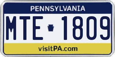 PA license plate MTE1809