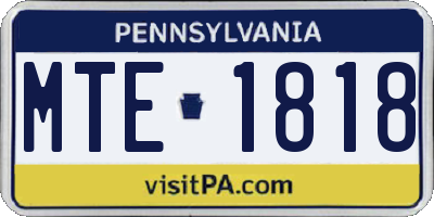 PA license plate MTE1818