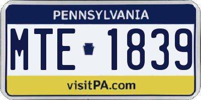 PA license plate MTE1839