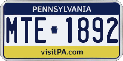 PA license plate MTE1892