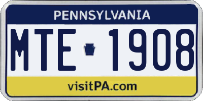 PA license plate MTE1908