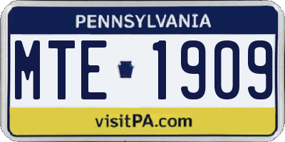 PA license plate MTE1909