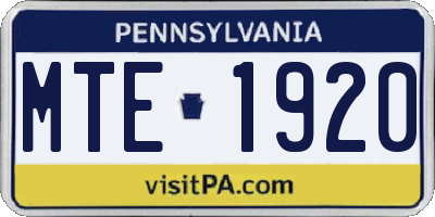 PA license plate MTE1920