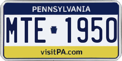 PA license plate MTE1950