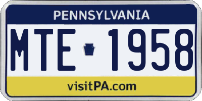 PA license plate MTE1958