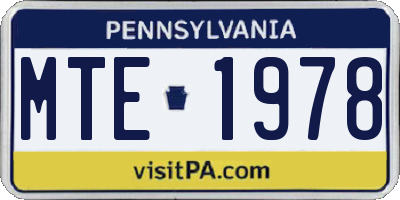 PA license plate MTE1978