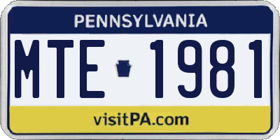 PA license plate MTE1981
