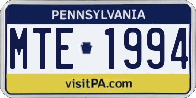 PA license plate MTE1994