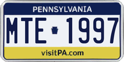PA license plate MTE1997