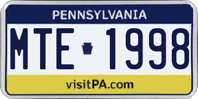 PA license plate MTE1998