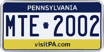 PA license plate MTE2002