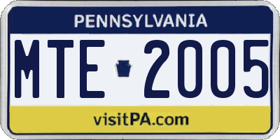 PA license plate MTE2005