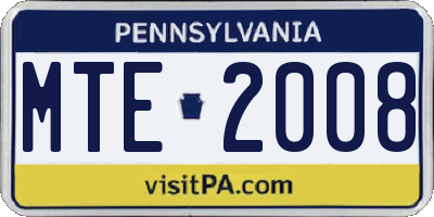 PA license plate MTE2008