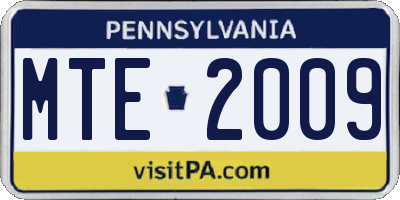 PA license plate MTE2009