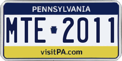 PA license plate MTE2011