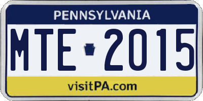 PA license plate MTE2015