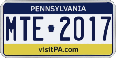 PA license plate MTE2017
