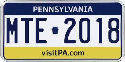 PA license plate MTE2018
