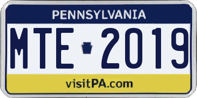 PA license plate MTE2019