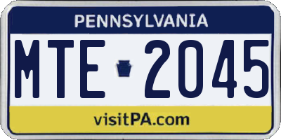 PA license plate MTE2045