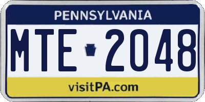 PA license plate MTE2048