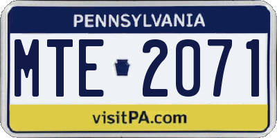 PA license plate MTE2071
