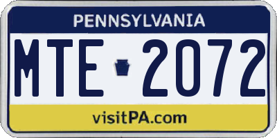 PA license plate MTE2072