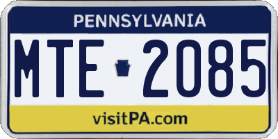 PA license plate MTE2085