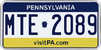 PA license plate MTE2089