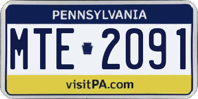PA license plate MTE2091
