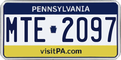 PA license plate MTE2097
