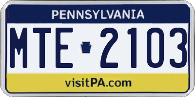 PA license plate MTE2103