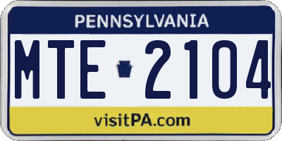 PA license plate MTE2104